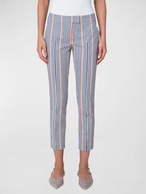AKRIS PUNTO Frankie Seersucker Striped Cropped Pants